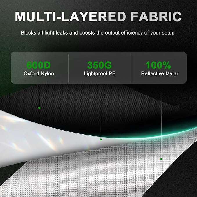 ATOUR 48”x24”x60” Grow Tent, Reflective 600D Mylar,Hydroponic Grow Tent with Observation Window and Floor Tray for Indoor Plant Growing 4’x2’