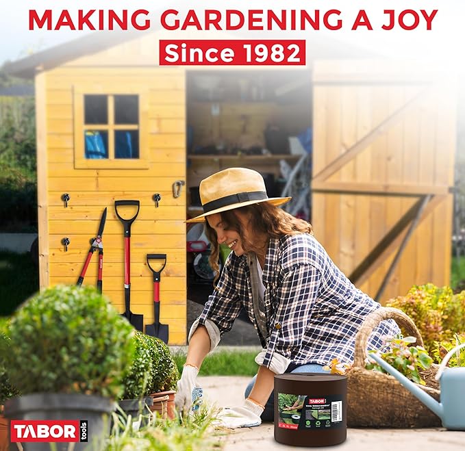 TABOR TOOLS 40 Ft Terrace Board, 5 Inch High, 0.1" Inch Thickness, Landscape Edging Coil, Grass Barrier, Bender Board, Garden Liner, ES34. (Brown)