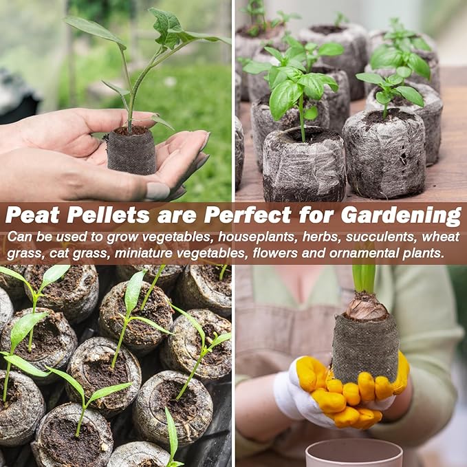 ZeeDix 100Pcs 50mm Peat Pellets for Seedlings, Seed Starter Pods Seed Starting Plugs Soil, Compressed Nutrient Block Potting Soil Discs Pellet for Planting Herbs Flowers Vegetables