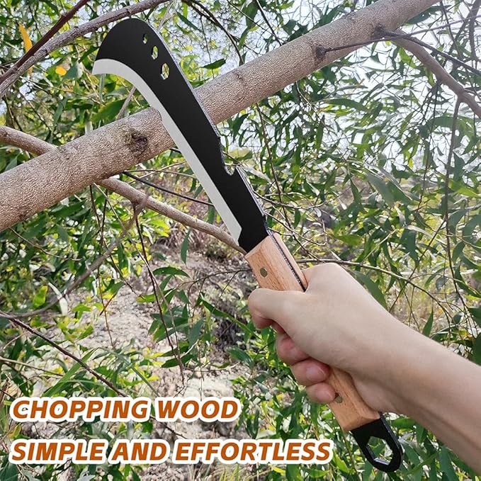 Sickle Machete for Yard Work Machetes for Cutting Trees Billhook Brush Clearing Sickle Garden Tool Brush Axe Harvest Knife Heavy Duty Machete Sickle for Gardening Billhook Machete Camping