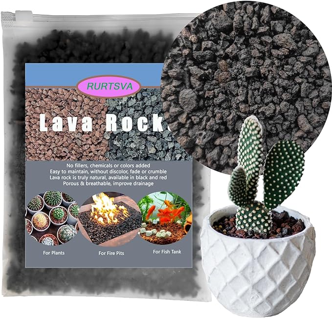 Lava Rocks for Plants, 5lbs Volcanic Stones Gravel Horticultural Drainage Potting Soil for Indoor Outdoor Plants, Succulents, Bonsai, Cactus, Vase Fillers, Top Dressing (5LBS, Black, 1)