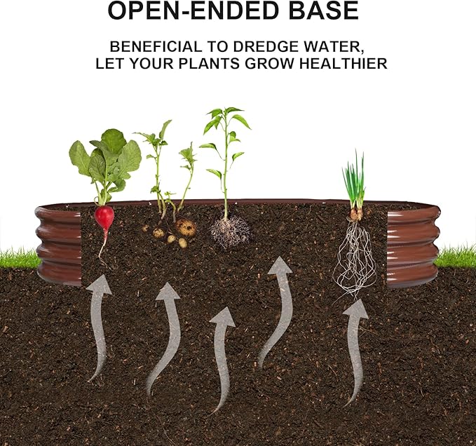 Raised Garden Bed Galvanized Planter Box Outdoor, Rot-Resistant Metal Garden Bed Planter for Vegetables Flower Herb (6.5ft, Brown)