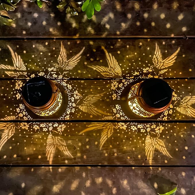 4 Packs Dragonfly&Hummingbird Solar Lantern Lights Outdoor Decor, Hanging Metal Decorations Waterproof with LED Light, Landscape Lights for Garden Patio Yard Lawn Backyard Front Porch