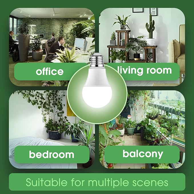 Briignite Grow Light Bulbs, Full Spectrum Grow Light Bulb, LED Grow Light Bulb A19 Bulb, Plant Light Bulbs E26 Base, 11W Grow Bulb 100W Equivalent, Grow Light for Indoor Plants, Seed Starting, 6 Pack