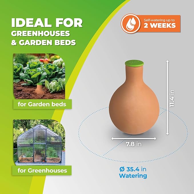 BioGreen Plant Self-Watering System Hydro MAX M | 0.8 gal | Irrigation Ø 35.4 in | Olla Made of Fired Clay | Environmentally Friendly | Terracotta