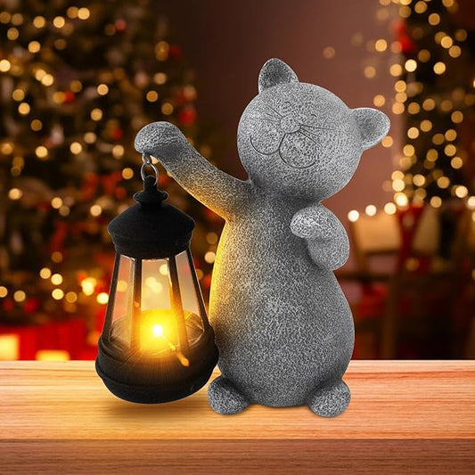 Solar Lights Outdoor Garden Sculptures&Statues, Cat Garden Decor for Outside, Garden Statues Outdoor Clearance Waterproof for Yard Art Lawn Porch Patio Home,Birthday Gifts for Women,Sisters