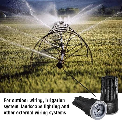 Litoexpe 50 Pieces Waterproof Wire Connectors, Medium Waterproof Wire Nuts Black Direct Burial Wire Nuts for Outdoor Landscape Lighting, Irrigation Valves, 1-3/8 x 11/16 Inch