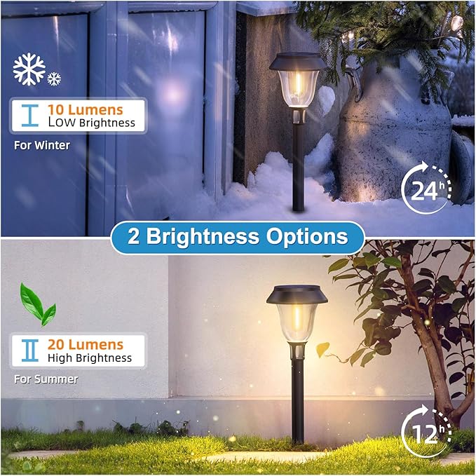Solar Pathway Lights,12 Pack LED Solar Lights Outdoor Waterproof,3200K Landscape Lighting,2 Brightness Mode Solar Path Lights,Landscape Lights,Solar Garden Lights for Yard Lawn Walkway Driveway