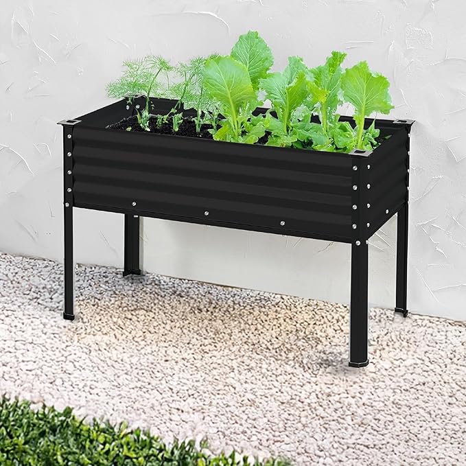 Best Choice Products 48x24x30in Galvanized Raised Garden Bed, Metal Elevated Planter Box, Vegetable Garden for Backyard, Patio, Balcony - Black