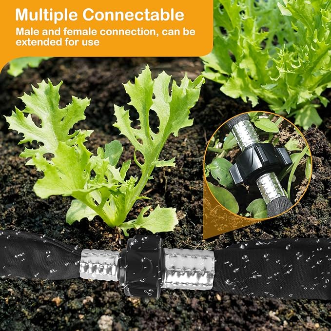 Flat Soaker Hose 20FT Heavy Duty Double Layer Design - Save 80% Water for Garden, Lawn, and Flower Bed Drip Irrigation (20FT)