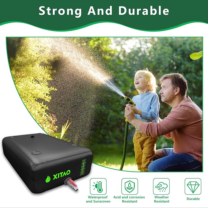 XITAO 63Gal Water Storage Bladder w/Water Level Indicator, Large Capacity Foldable Water Storage Containers, Portable Emergency Water Tank Water Bag for RVs, Irrigation