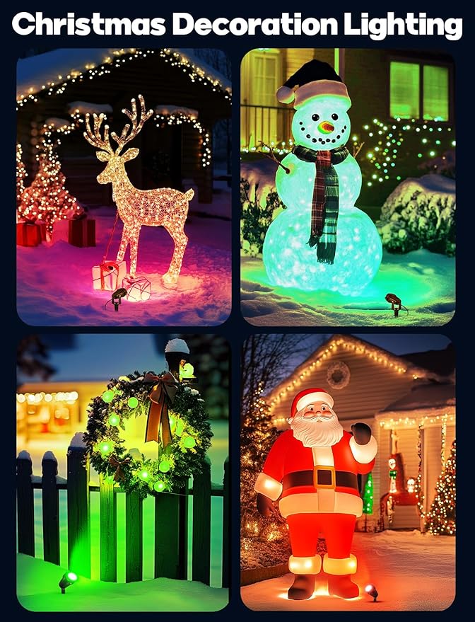 OurLeeme Lawn Flood Light Stake, 2-in-1 Waterproof Outdoor Remote Control Landscape Lighting Spotlight Wall Light for Yard Garden Driveway Pathway Pool