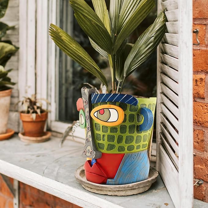 Abstract Face Planters Pots Head,Unique Head Planter for Indoor Plants,Funny Face Flower Pot,Colorful Plant Pots for Outdoor Garden Deco and Home Art Decoration(Modern)