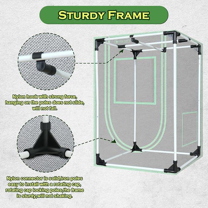 2x2 Grow Tent, 24"x24"x36" 600D Mylar Hydroponic Growing Tents for Plants Inside Reflective Grow Tent Growing Room Hydroponic System