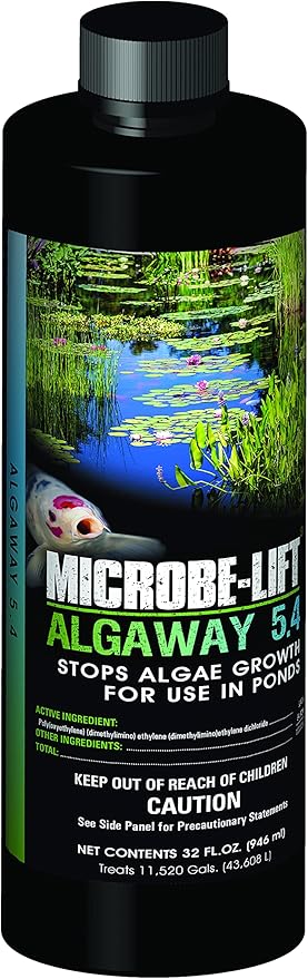 MICROBE-LIFT ALGA32 Algaway 5.4 Algae Control Treatment for Ponds and Water Gardens, 32 Ounces & MLCBSE1L Concentrated Barley Straw Extract Conditioner for Ponds and Outdoor Water Garden,32 Ounces