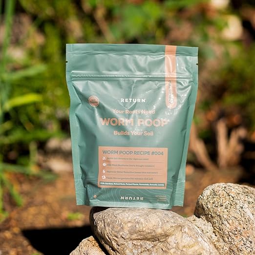 Return Worm Poop #004, 1-QT Pouch, Natural Worm Castings for Plants, Vegetable Garden, Lawn - Earthworm Soil Amendment, Organic Matter, Indoor Outdoor, Eco-Friendly, Odor-Free