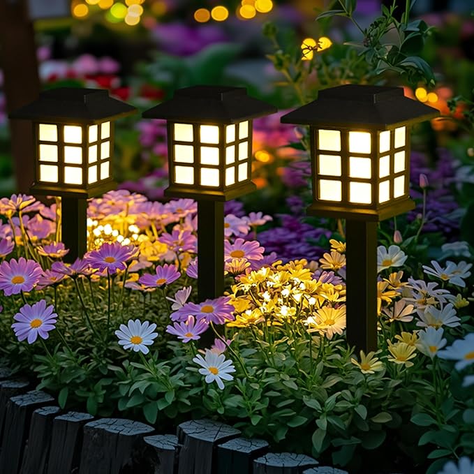 GIGALUMI Solar Outdoor Lights，10 Pack LED Solar Lights Outdoor Waterproof, Solar Walkway Lights Maintain 10 Hours of Lighting for Your Garden, Landscape, Path, Yard, Patio, Driveway