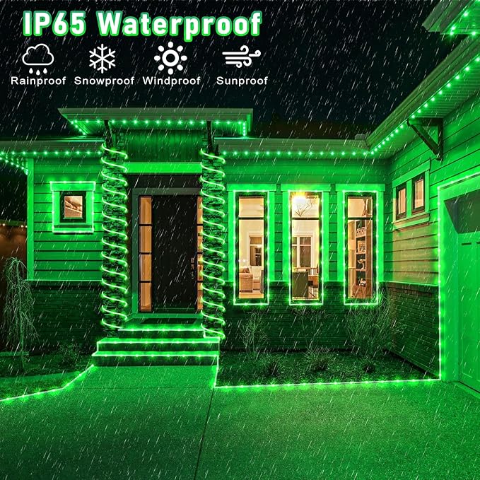 100FT 300 LED Rope Lights for Outside, St. Patrick Day String Lights Indoor with Waterproof 8 Modes, Connectable Plug in Fairy Twinkle Lights for Outdoor Patio Pool Party Holiday Decorations, Green