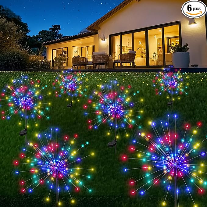 Garden Decor Solar Lights Outdoor,6Pack 120LED Waterproof Colorful Solar Garden Lights Your Outdoor Decoration,Yard, Patio, Porch,Flower Pot,Pathway,Christmas