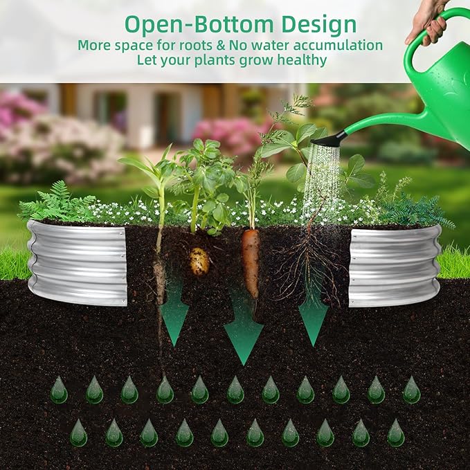 2Pcs Raised Garden Bed, Galvanized Planter Raised Garden Beds for Outdoor, 4x2x1ft, Vegetables,Flowers &Herbs,Heavy Duty Metal Raised Garden Beds Outdoor,Rust-Resistant & Easy Assembly