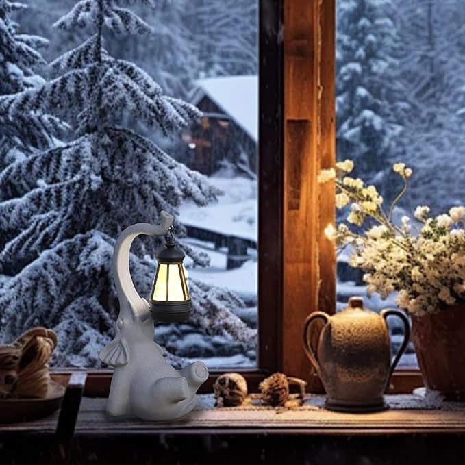 Solar Powered Outdoor Figurine Lights, 10 Inch Waterproof Animal Elephant Statue Light, Suitable for Decorations for Patio, Balcony, Lawn, Courtyard, Etc.(Face Upward)