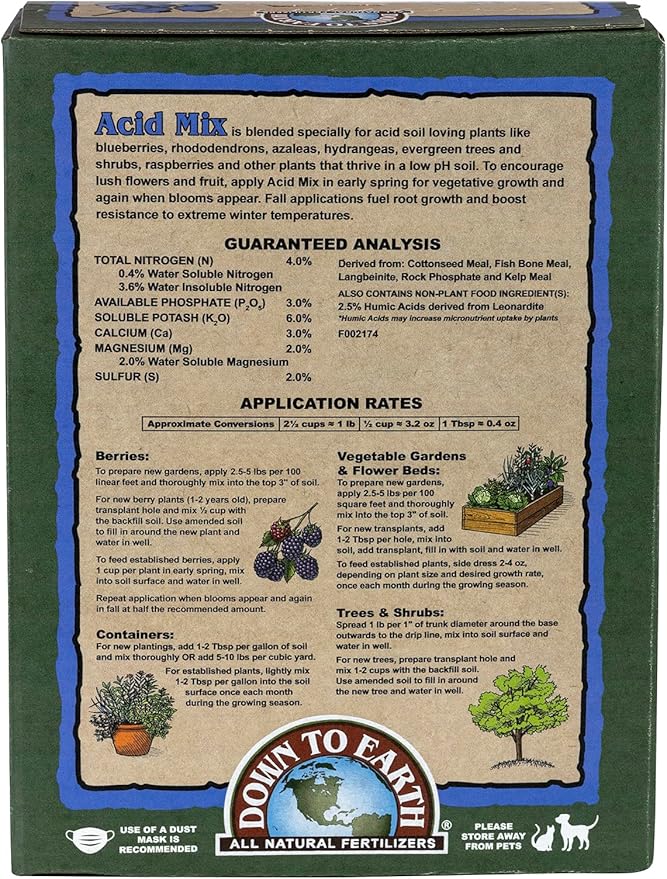 Down to Earth All Natural Acid Mix Fertilizer 4-3-6, 5 lb