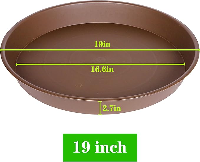 2 Pack of Plant Saucer 19", 2.3" Depth, 18 19 inch Plant Tray Saucer, Plant Dish for The Garden, Large Plant Saucer (19", Chocolate)