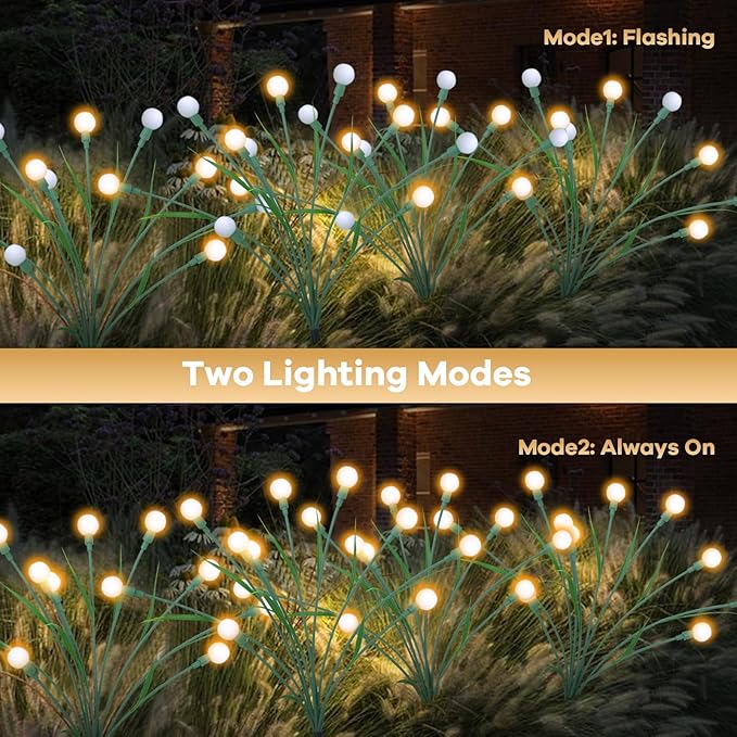 4 Packs Solar Garden Lights, New Upgraded Leaf Design 40 LED Solar Firefly Lights, Waterproof Solar Landscape In-Ground Path Lights Outdoor Decorations for Patio Yard Garden, Warm White