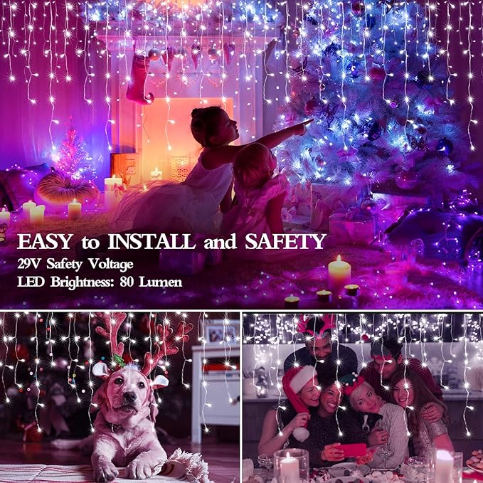 49FT 480LED Christmas Lights Decorations Waterproof 8 Modes Christmas Lights Outdoor with Memory and Timer Fairy Lights Plug-in Christmas String Lights for Holiday Party Wedding Home Roof