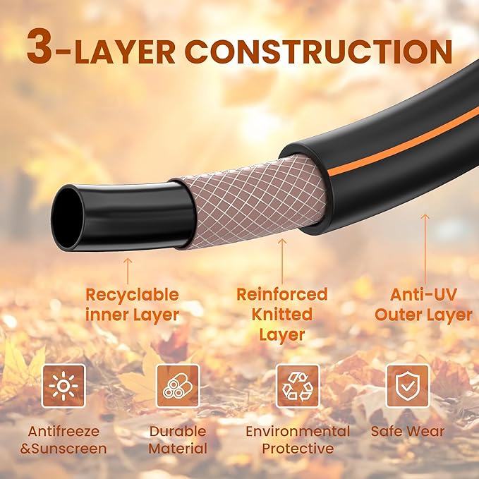 Giraffe Tools Garden Hose 50ft x 5/8", Water Hose Heavy Duty, Flexible, Lightweight Hybrid Hose with Swivel Handle, Male to Female Fittings, Burst 600 PSI