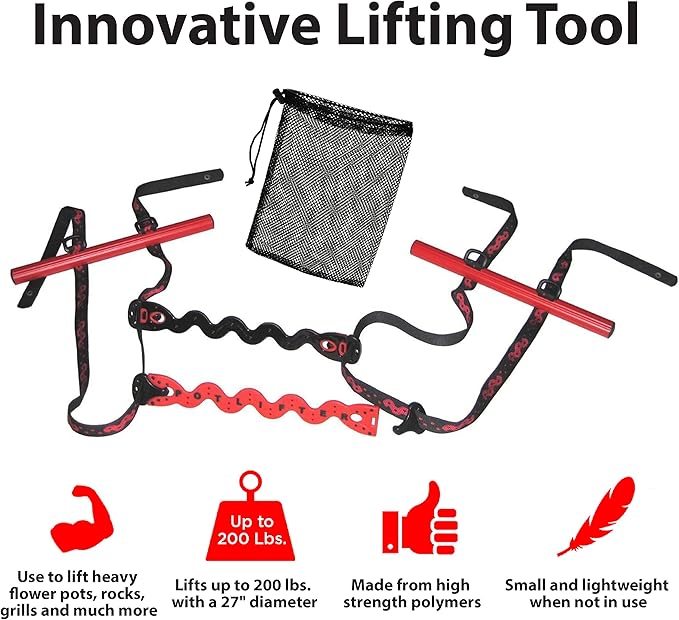 PotLifter - Potted Plant Mover and Essential Lifting Tool For Garden Flower Pots, Planters, Trees, Rocks - Lifts Up to 200 Pounds - A Plant Caddy Alternative, Easily Move Heavy Items Around Your Yard
