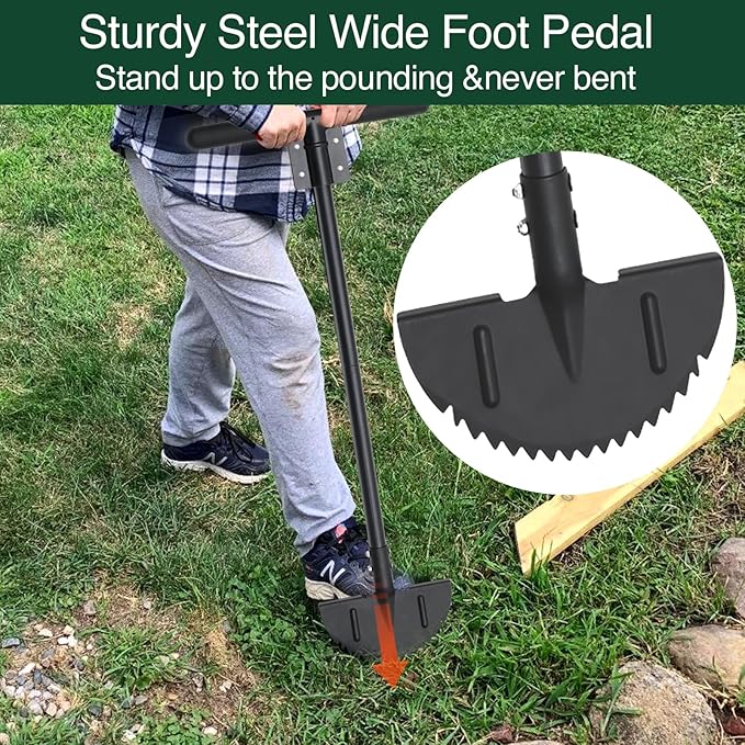 Oliynedy Lawn Edger Tool, Manual Grass Edger Long Handle 36 inch, Steel Hand Saw-Tooth Border Half Moon Edger Shovel for Yard, Garden, Landscaping, Sidewalk, Cable Burying
