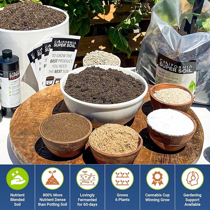 California Super Soil Premium 100% Organic Super Soil - 18+ Nutrient Blend - Living Soil Technology - Potting and Garden Soil for Indoor Grow Kit - 18Lbs Bag - Grows 6 Plants