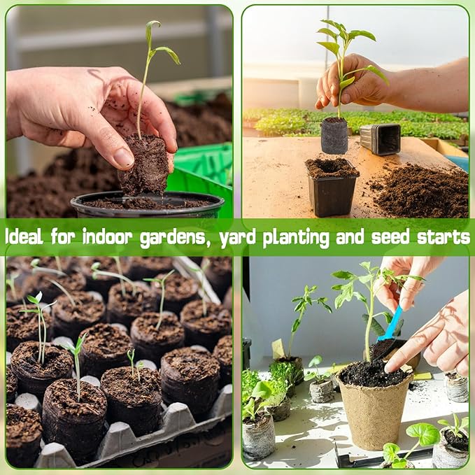 ZeeDix 50 Pcs 40mm Peat Pellets Seed Starter Soil Pods Plugs for Vegetable, Compressed Peat Nutrient Seedling Soil Block for Planting Easy Transplant with 50 Plant Labels & 2 Garden Tools