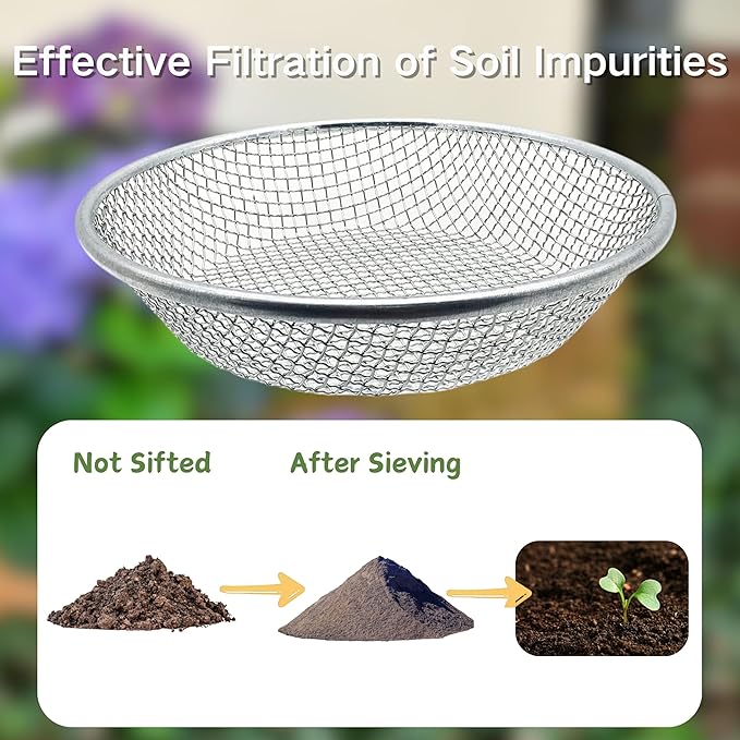 Soil Sifter for Gardening, Rock Sifter for 5gallon Bucket, Dirt Sifter Compost Sifter, Sifter for Gravel Sawdust Vermicompost