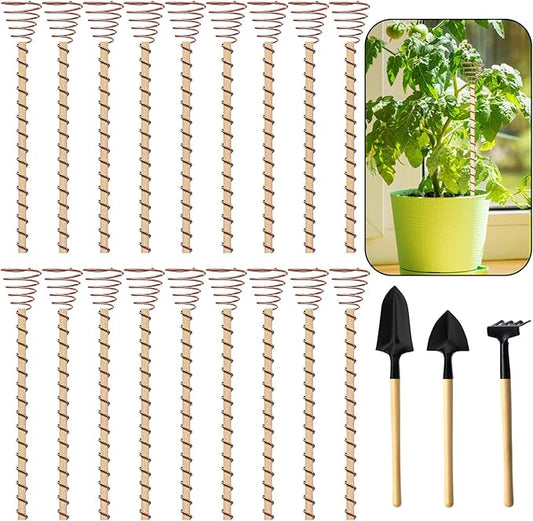 18 Pack 13.8" Electroculture Copper Gardening Antenna, Long Electroculture Plant Stakes, Copper Coils for Gardening Plants Fruits Vegetables Growth, High-Yield,Eco-Friendly, 3 Garden Tools Included