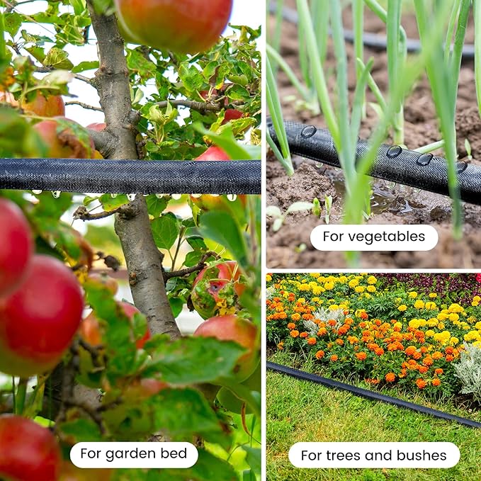 Soaker Hose 50ft for Garden Beds, Drip Irrigation Hose Saves 80% Water, Leak Proof Sprinkler Hose For Garden, Lawn, Flower Bed, Vegetable Field (50FT)