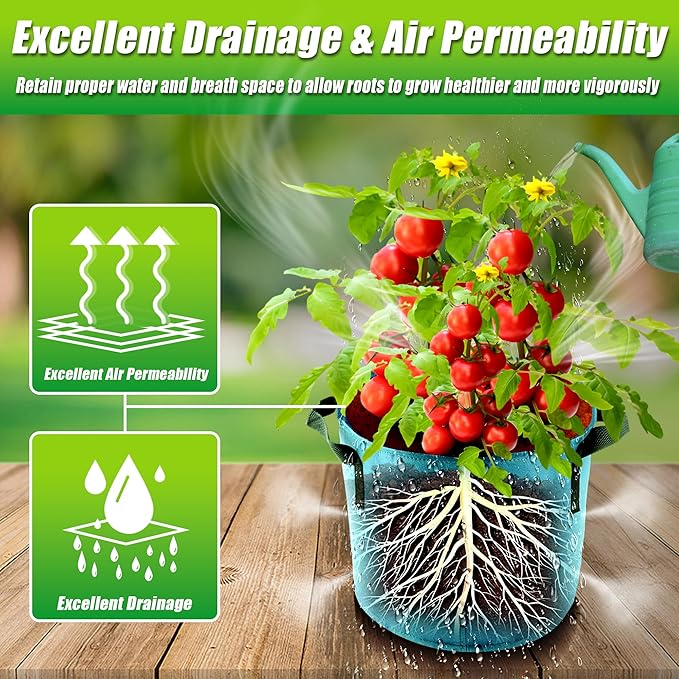 5 Gallon Grow Bags, 7 Pack Colorful Fabric Plant Pots with Handles for Garden and Outdoor Planting