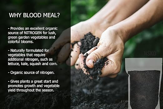 Premium 12-0-0 Organic Blood Meal Fertilizer by Gardenera - All-Natural Plant Food Source of Nitrogen for Organic Gardening, Flowers, Vegetables, Trees & Shrubs - 2 Quart