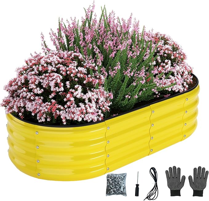 Raised Garden Bed for Gardening Garden Raised Planter Box Outdoor 4x2x1ft Galvanized Planter Raised Garden Bed