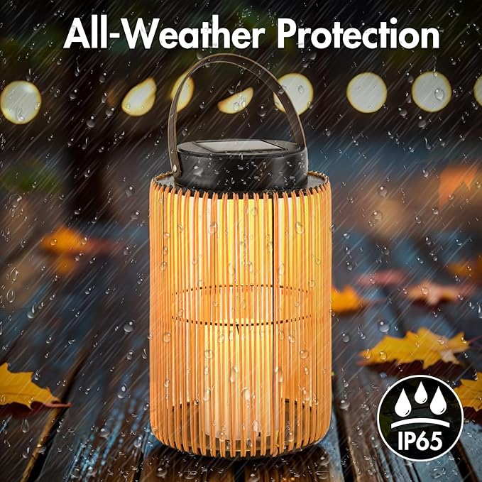 Solar Lanterns for Outdoor Waterproof, ZBLUXBZ Outdoor Table Lamp for Outside Hanging Solar Lights, LED Garden Cordless Lights Perfect for Patio and Pathway Lighting (11-inch Height, Yellow)