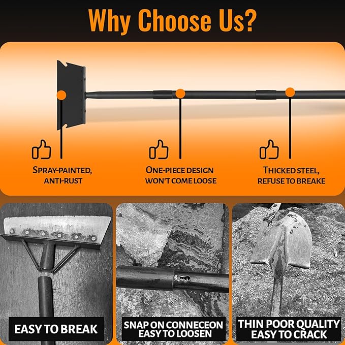 Floor Scraper Ice Scraper with 59 Inch Adjustable Handle,Garden Cleaning Shovel,Snow Shovel,Spade Shovel,Lawn Edging Scraper Shovel, Outdoor Spade Tool Garden Tool for Weeding,Digging,Ice Removal