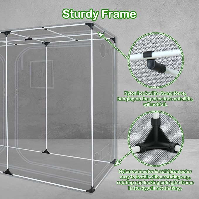 Grow Tent, 120"x60"x78" Hydroponic Mylar Grow Tent Reflective Garden Growing Dark Room with Observation Window, Removable Floor Tray for Indoor Plant Growing 10x5