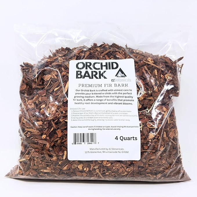 Orchid Fir Bark - Heat Treated - for Orchids, Bromeliads, Epiphytic Cacti, Carnivorous Plants, Anthuriums, Philodendrons, and Anthuriums (8 Quart)