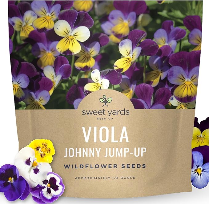 Viola - Johnny Jump-Up - Large 1/4 Ounce Packet - 10,000 Flower Seeds for Planting - Viola Tricolor