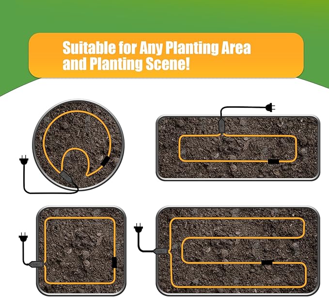 Soil Heating Warming Cable 25ft for Plants Built-in Thermostat for Seed Grow Indoor/Outdoor Cold Frames Garden Containers