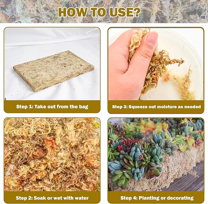Hourleey 5.3 oz Sphagnum Moss for Plants, Premium Natural Long Fibered Dried Moss Potting, Sphagnum Peat Moss Bulk for Orchids Succulent Carnivorous Potted Plant Reptiles Medium Sarracenia