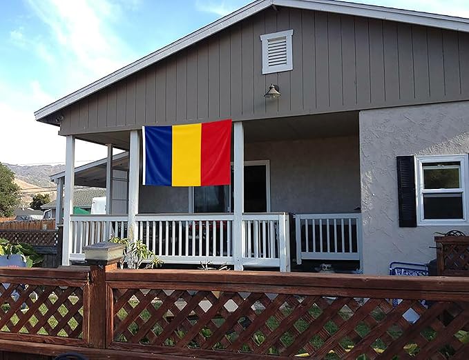 Romania Flag 5x8FT Romanian National Polyester Banner With 2 Grommets Fade Resistant Vivid Color For Patriotic Festival Events Party Decoration(Romania, 5x8FT)