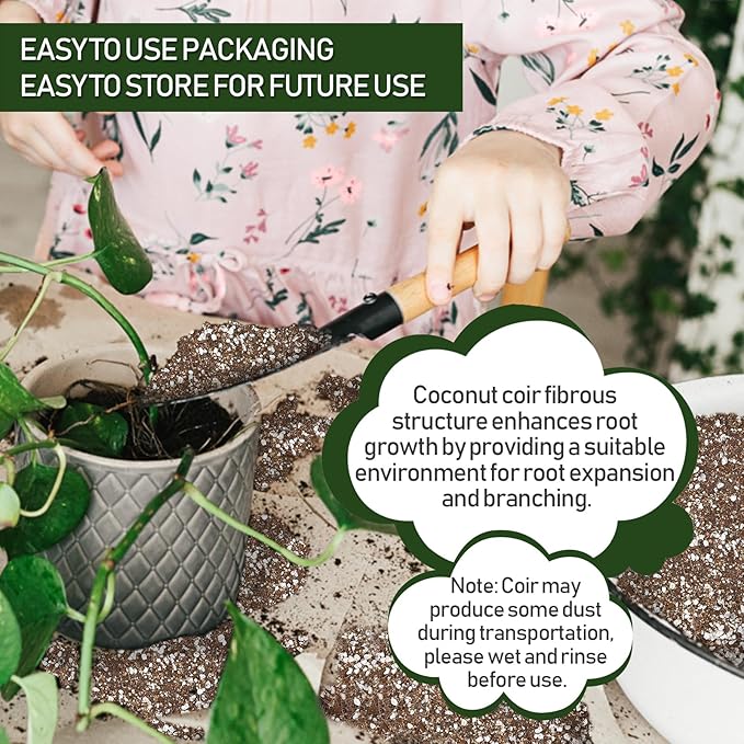 10QT Organic Coco Coir Perlite Mix, Coco Coir Mix for Plants, Coco Perlite Vermiculite Mix 40/30/30 for Gardening, for Plants Indoor, for Houseplants, to Promote Root Growth, and Water Retention