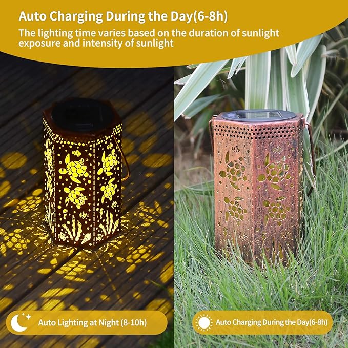 Sea Turtle Gift for Women/Mom/Grandma/Sister,Outdoor Lanterns Tortoise Lanterns Outdoor Waterproof Butterfly, Garden Decor,Christmas, Mother's Day, Thanksgiving Gifts, Solar Decoration for Yard